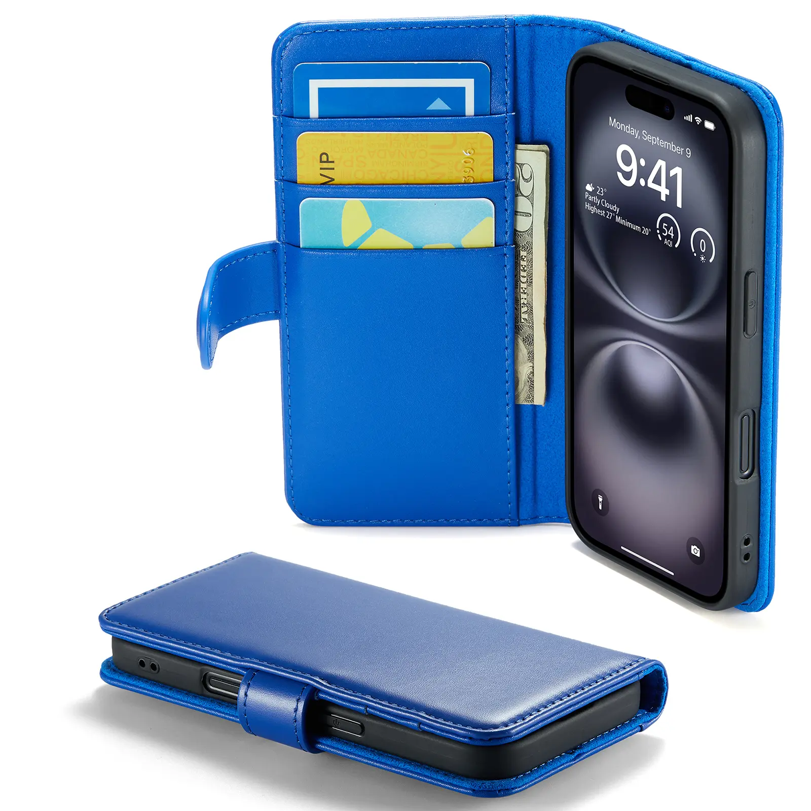 Ægte Læderetui iPhone 16 Blå