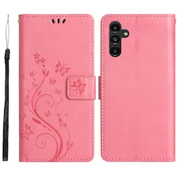 Läderfodral Fjärilar Samsung Galaxy S26 FE Rosa