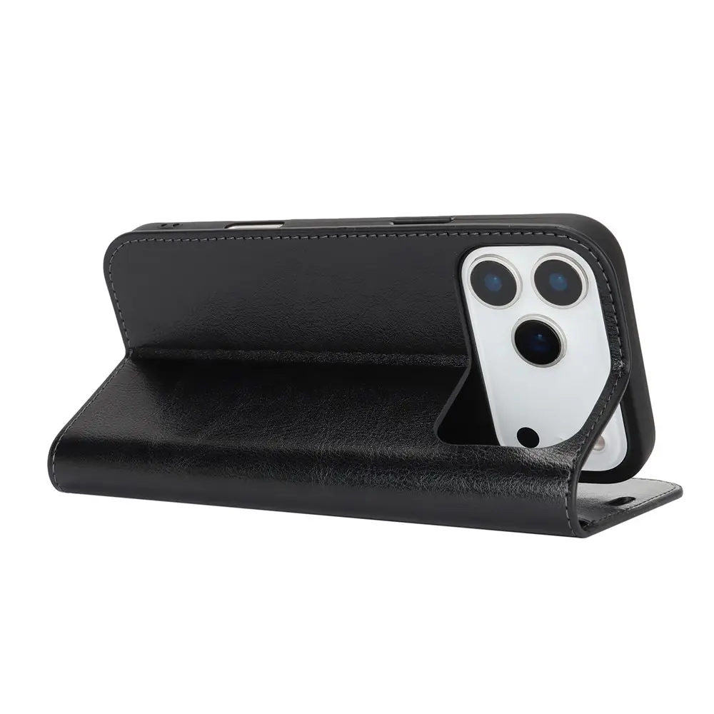 Mobilfodral Äkta Läder iPhone 17 Pro Max Svart