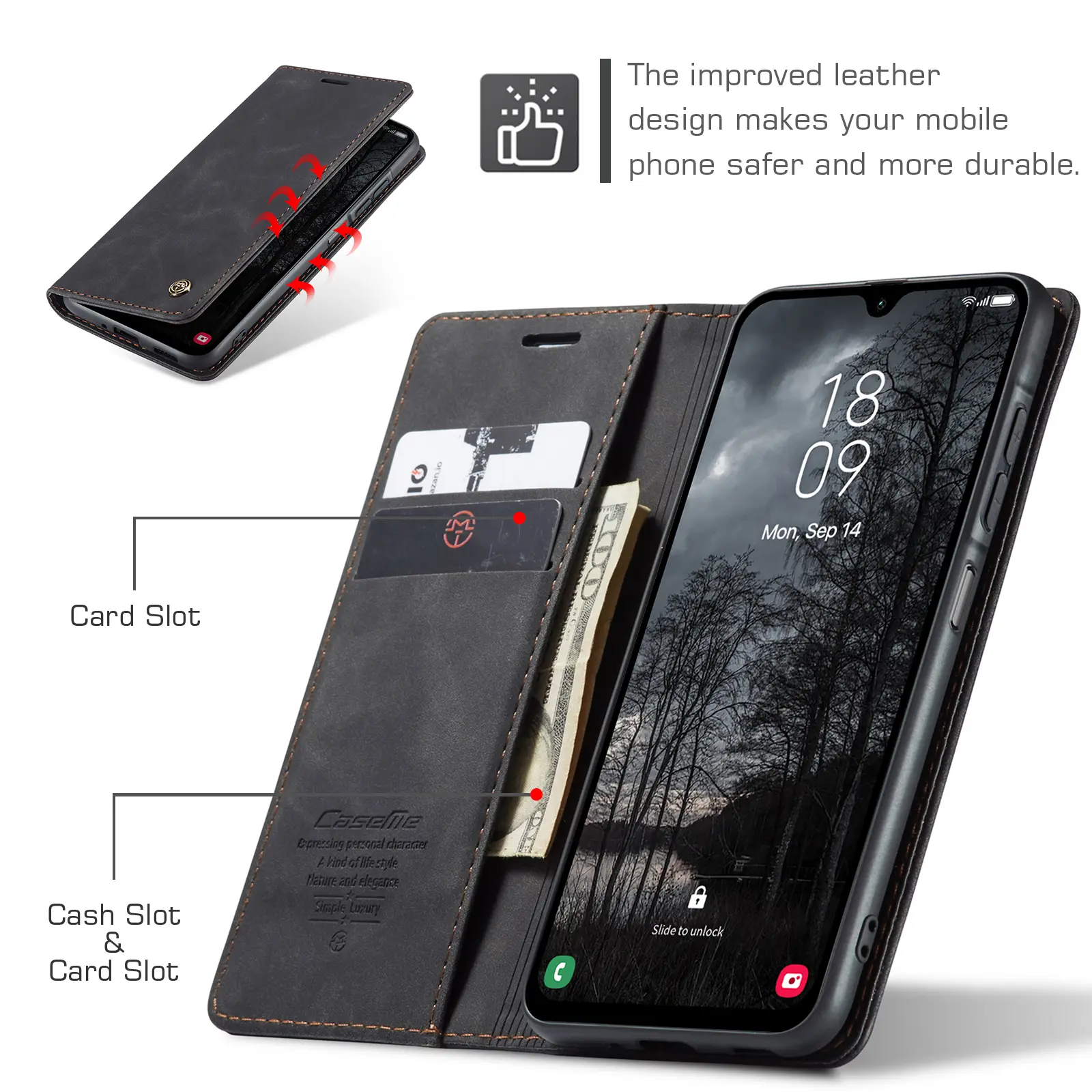 Slim Plånboksfodral Samsung Galaxy A57 Svart