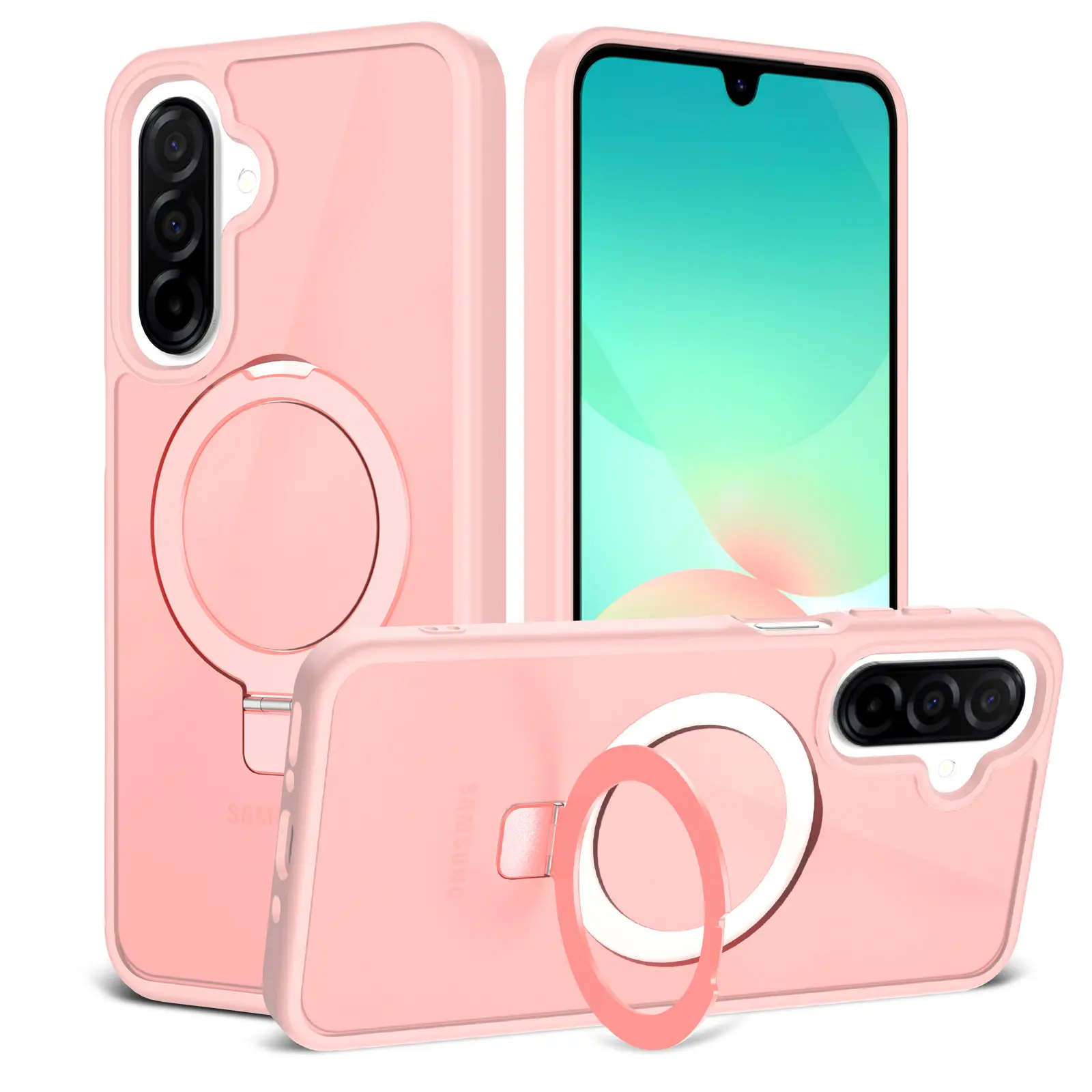 Hybridcover Magnetic Ring Samsung Galaxy A17 Lyserød