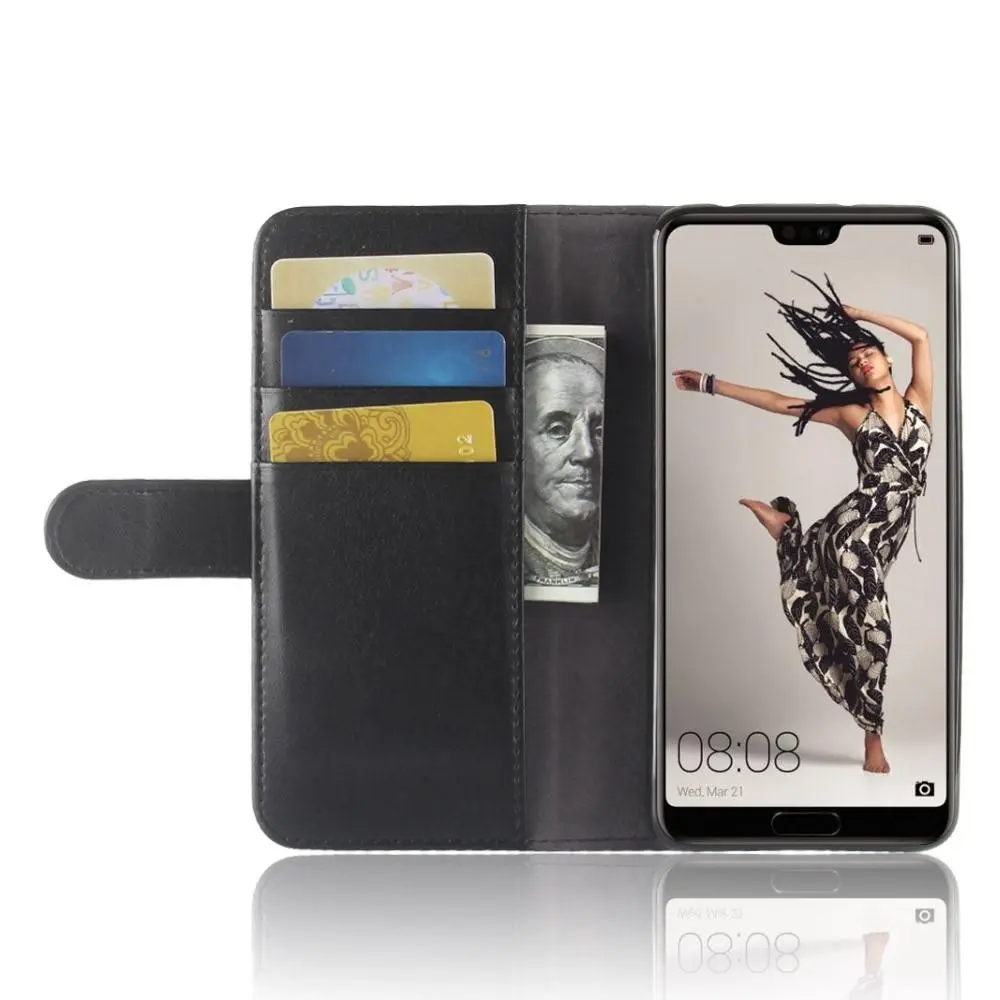 Äkta Läderfodral Huawei P20 Pro Svart