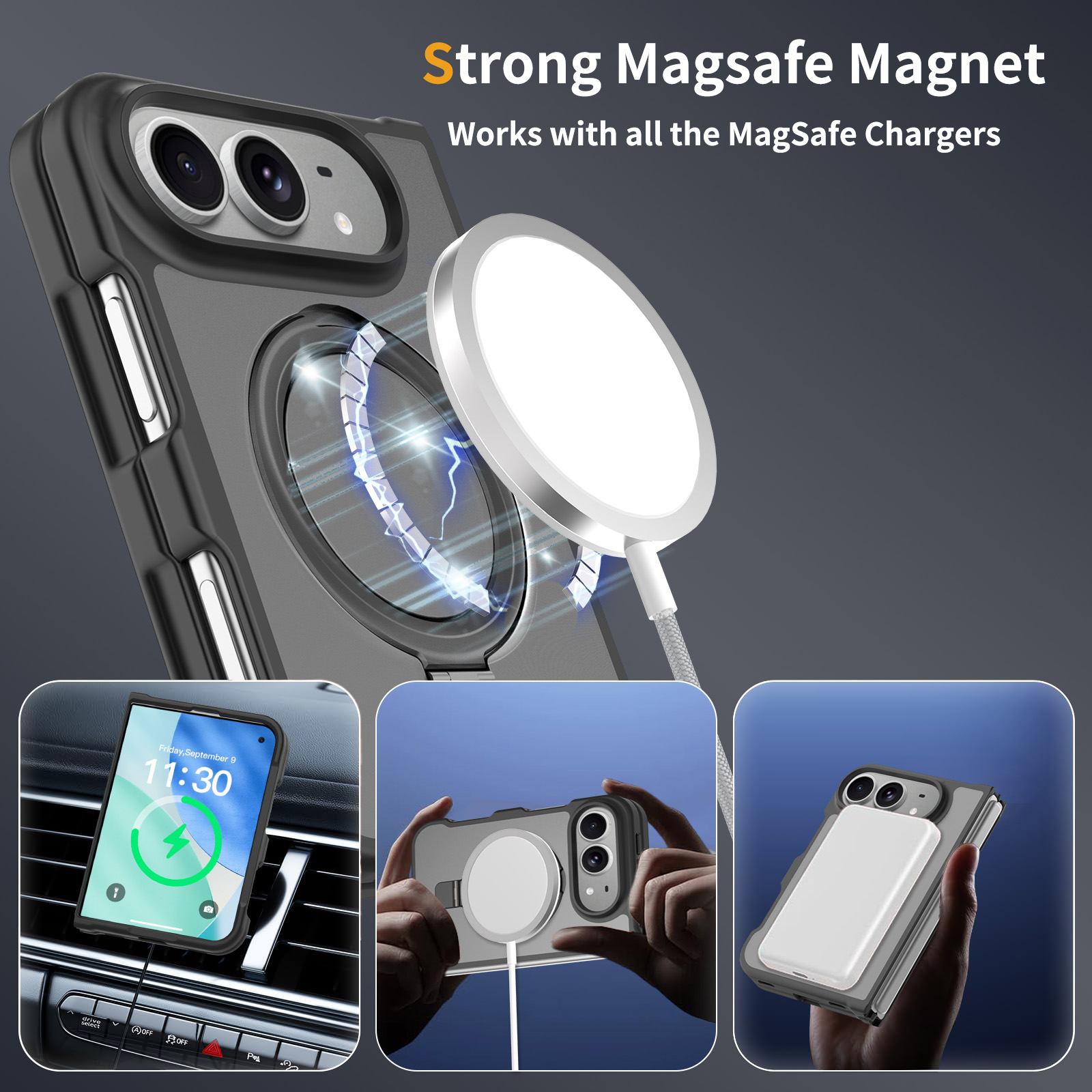 Hybridskal Magnetic Ring iPhone Ultra Svart