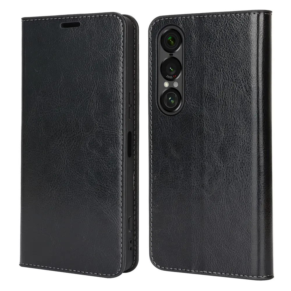 Mobiltaske Ægte Læder Sony Xperia 1 VII Sort