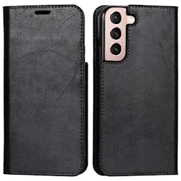 Mobilfodral Äkta Läder Samsung Galaxy S22 Svart