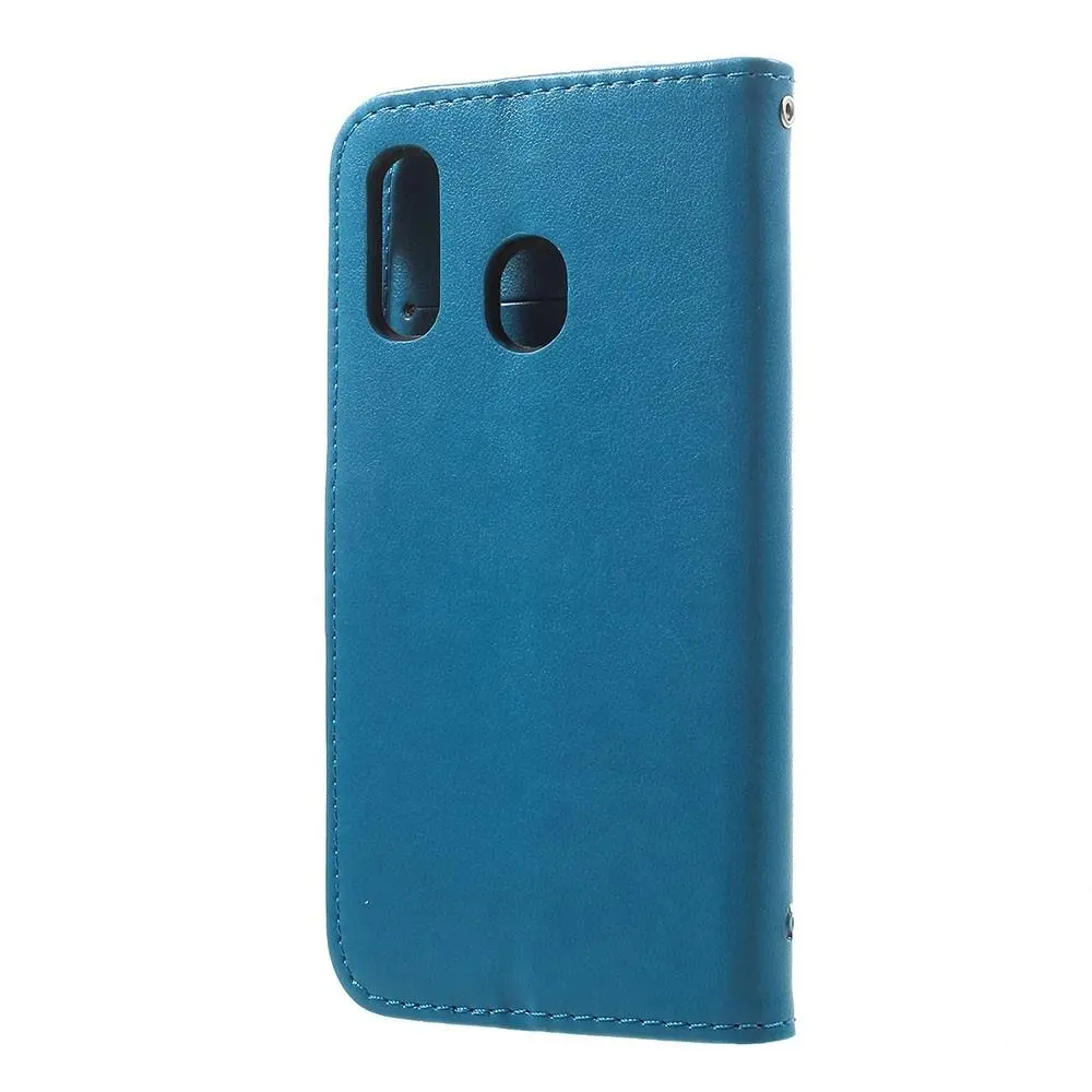 Läderfodral Fjärilar Samsung Galaxy A40 Blå