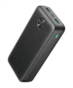 Powerbank 20000 mAh 22.5W LED - Trippel utgang Svart