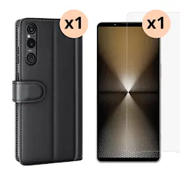 Sony Xperia 1 VI Beskyttelsessæt Mobiltaske og Skærmbeskyttelse