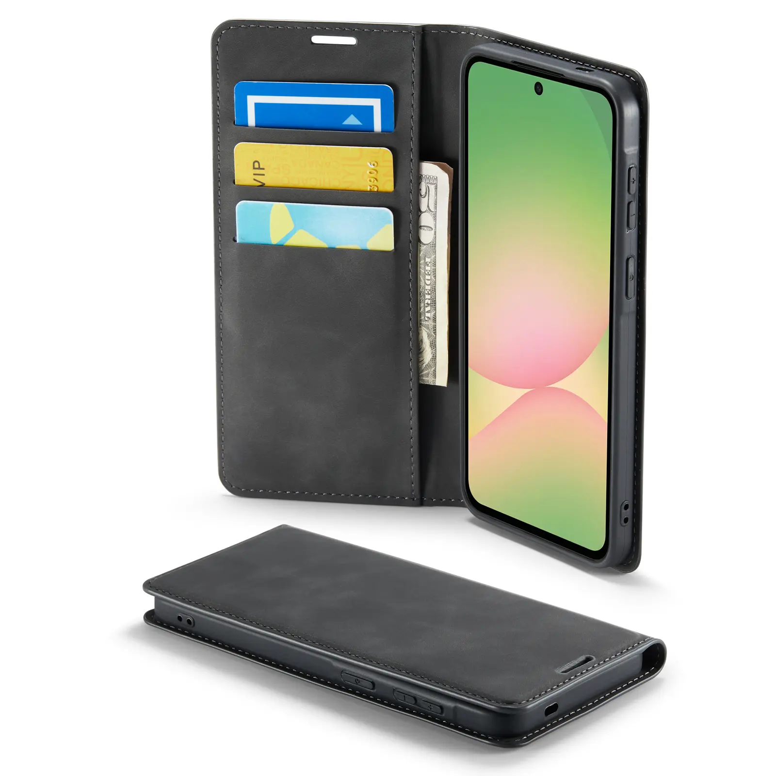 Samsung Galaxy A57 Slankt etui med kortholder, Sort