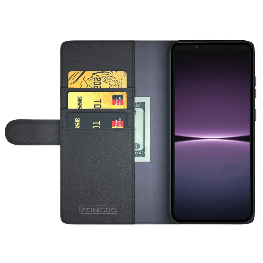 Äkta Läderfodral Sony Xperia 1 V Svart