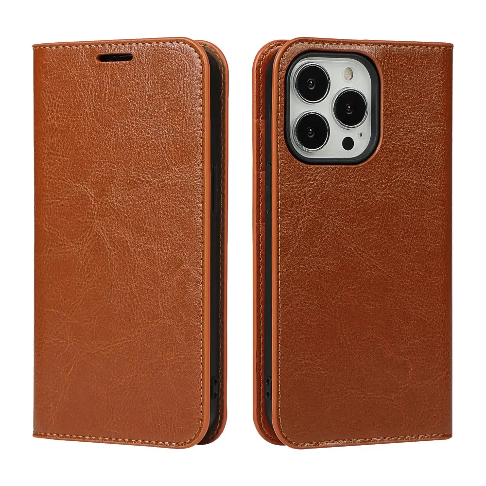 Mobiltaske Ægte Læder iPhone 12/iPhone 12 Pro Brun