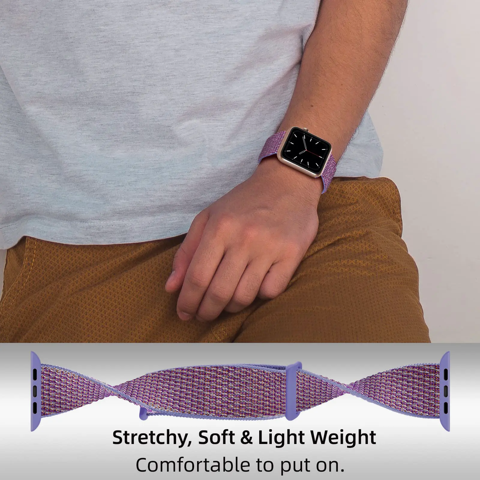 Nylonarmband Apple Watch Series 12 43mm Lila