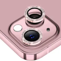 Glitter Linsskydd Aluminium + Glas iPhone 13 rosa