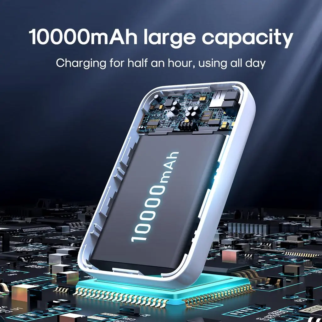 Trådlös Magnetisk Mini Powerbank 10000mAh Svart