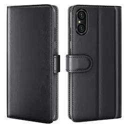 Sony Xperia 5 V Lommeboketui i ekte skinn, Svart