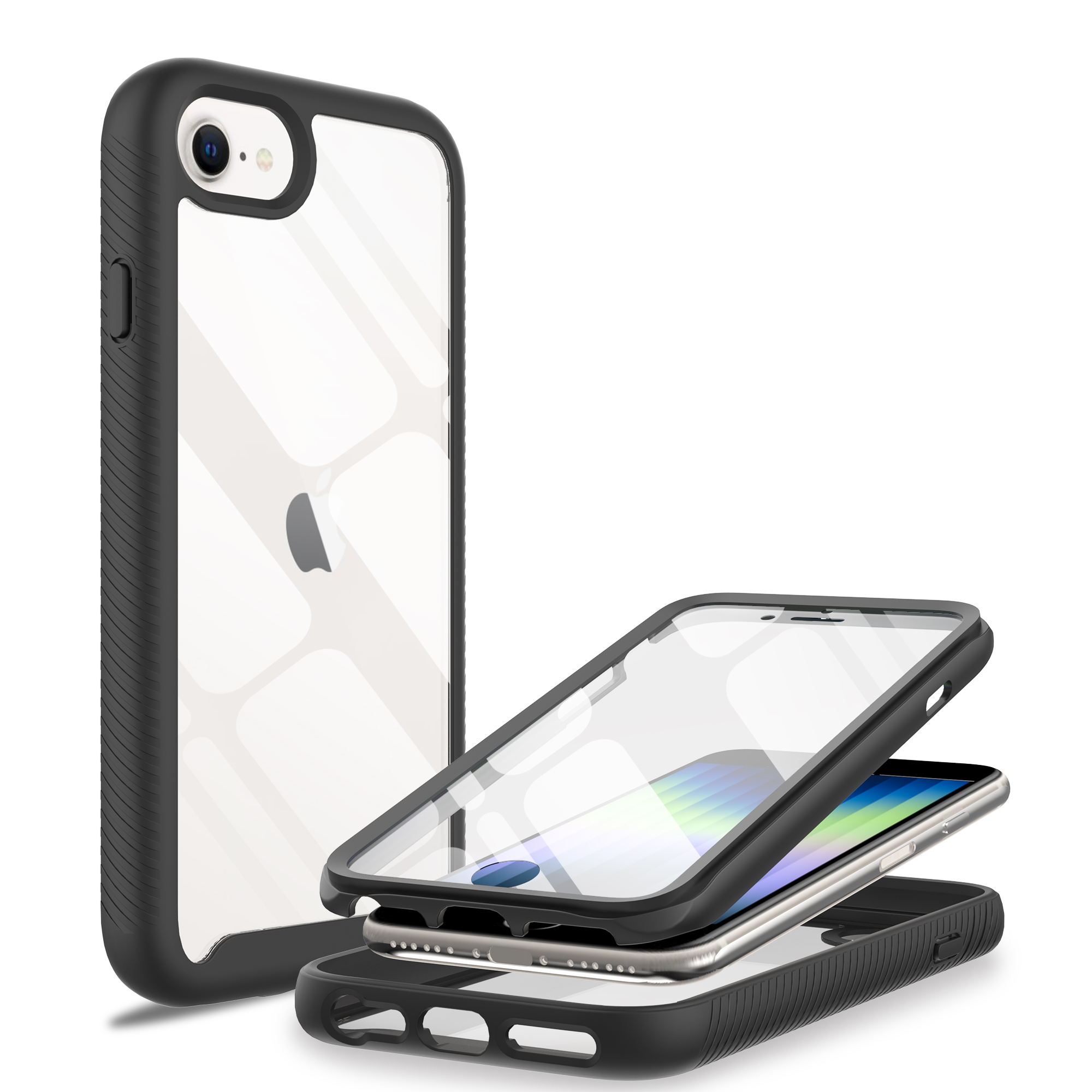 Mobique Full Protection Case iPhone SE 2020 Svart - Heldekkende deksel med skjermbeskyttelse