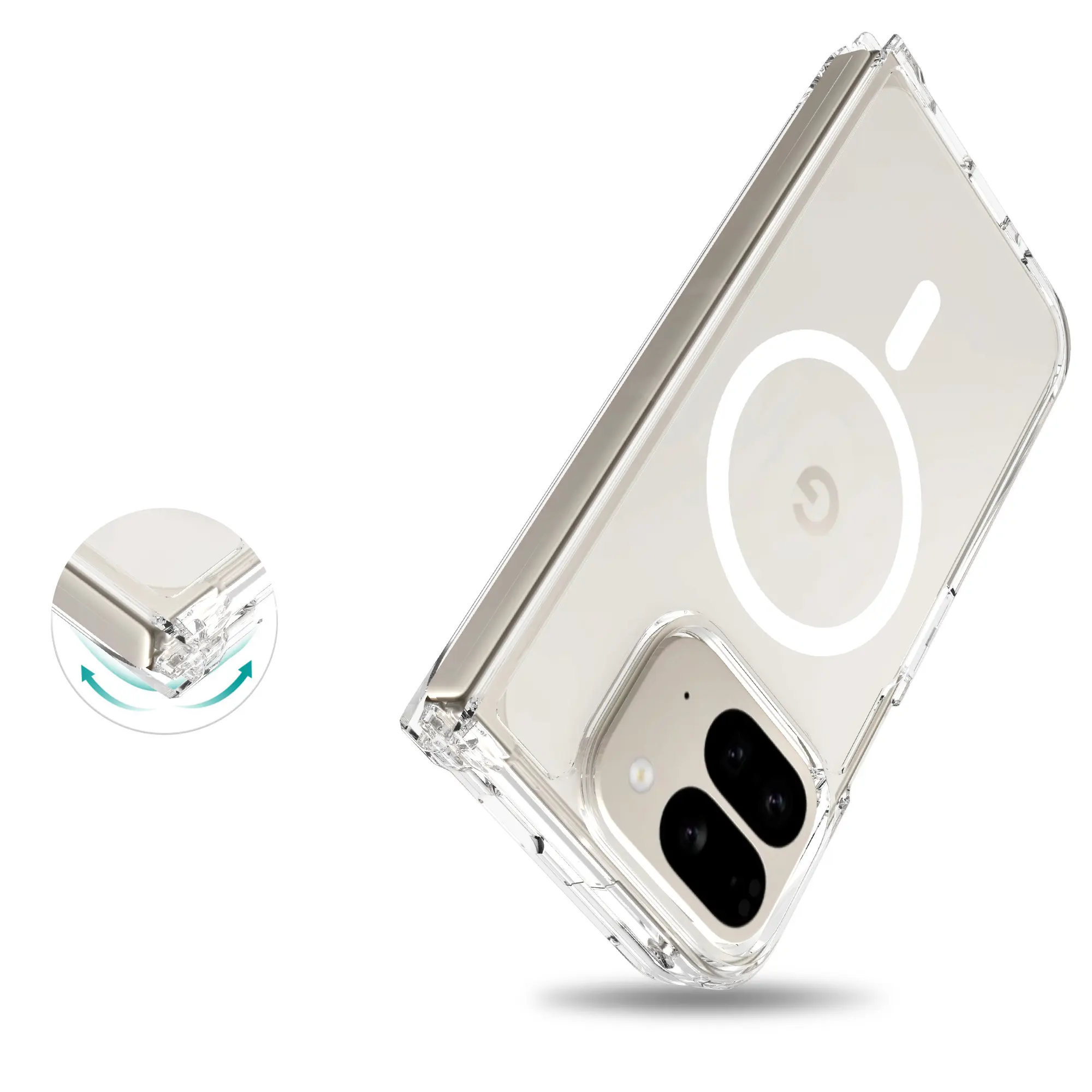 Hybridskal MagSafe Google Pixel 9 Pro Fold Genomskinlig