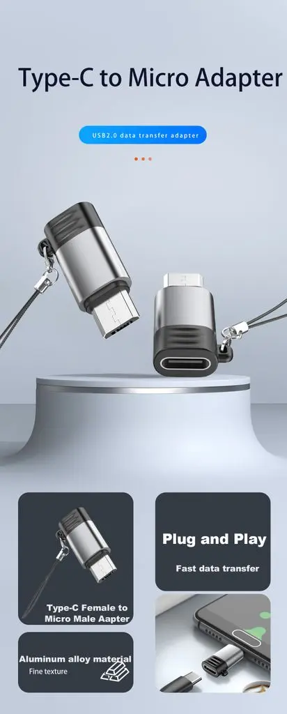 USB-C till Micro-USB adapter Grå