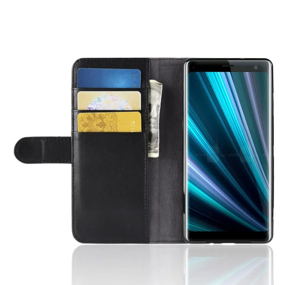 Äkta Läderfodral Sony Xperia XZ3 Svart
