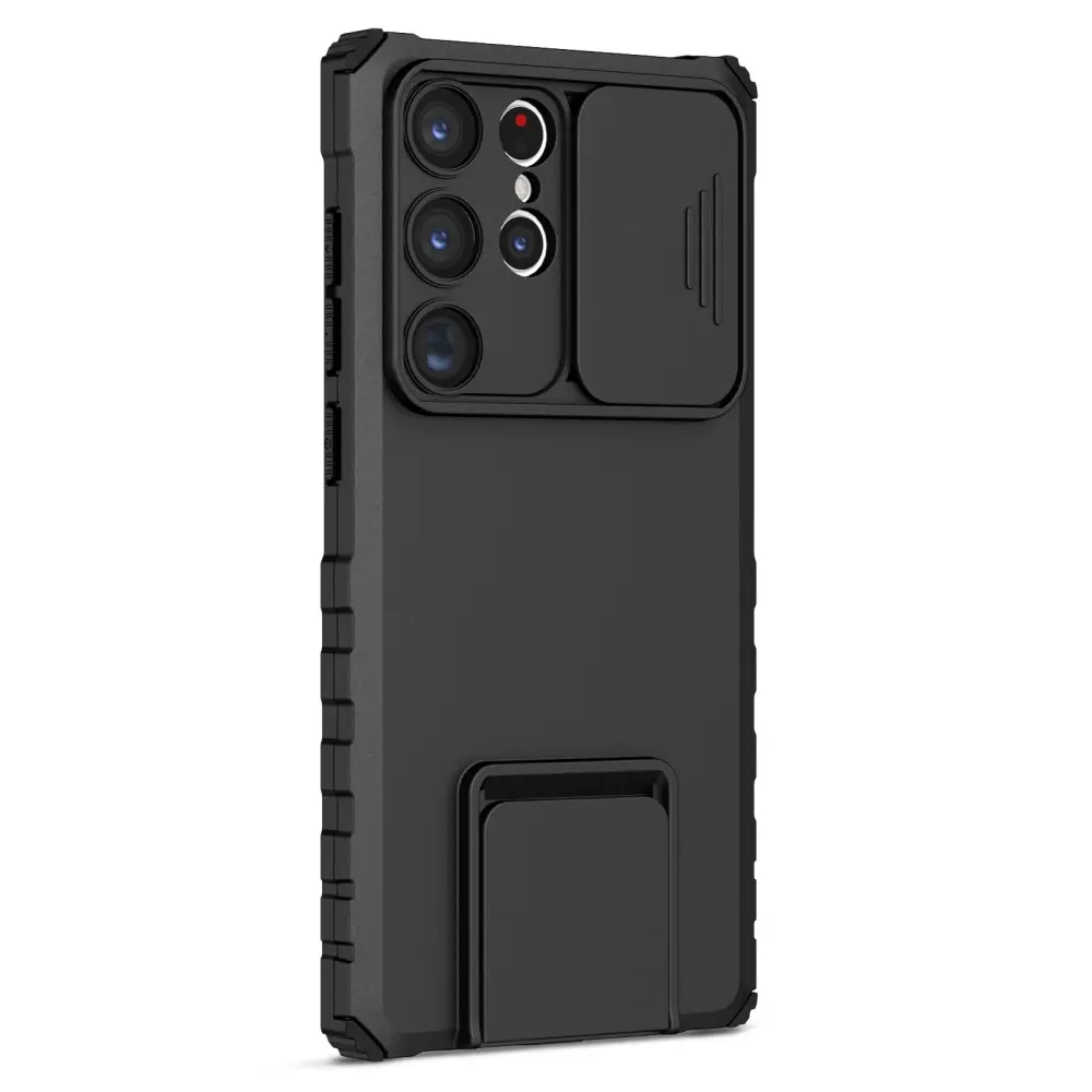 Samsung Galaxy S23 Ultra Kickstand Skal Kameraskydd Svart