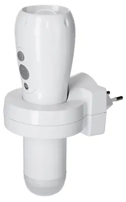 Genopladelig lommelygte med natlys, Hvid