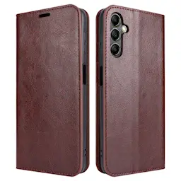 Samsung Galaxy A14 Smidig mobiletui i ekte skinn, Mørkbrun