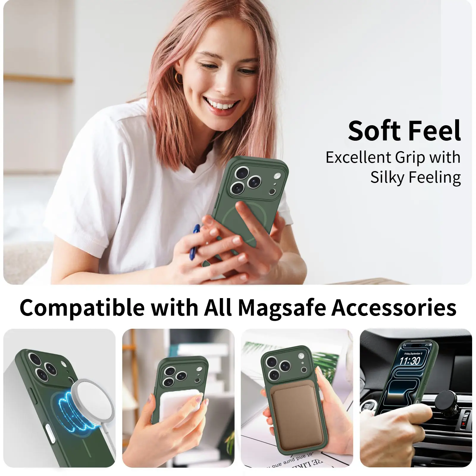 MagSafe-skal SoftArmor iPhone 17 Pro Grön