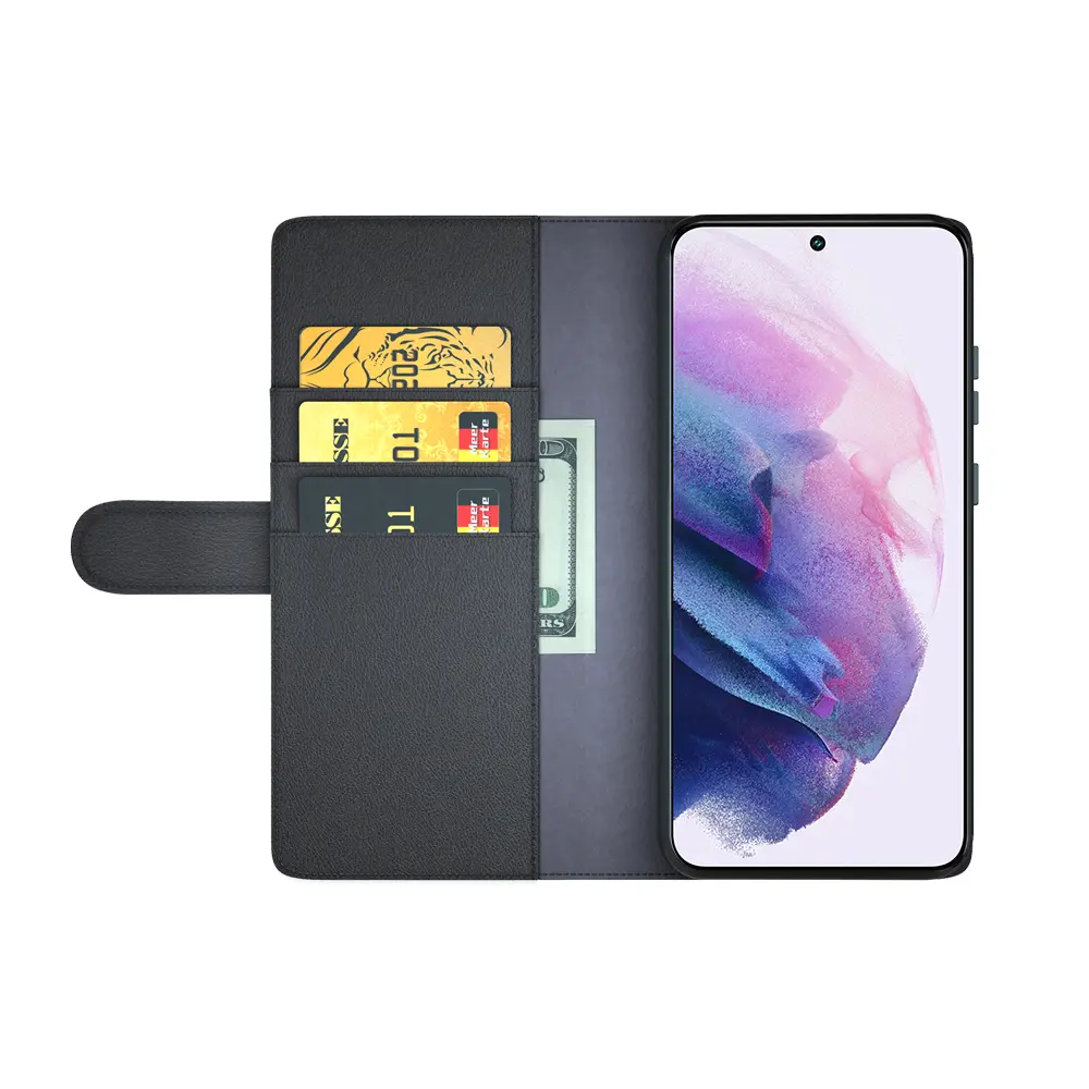 Äkta Läderfodral Samsung Galaxy S22 Plus Svart