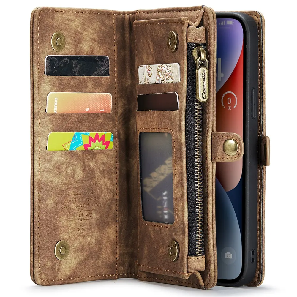 Multi-slot Plånboksfodral iPhone 15 Brun