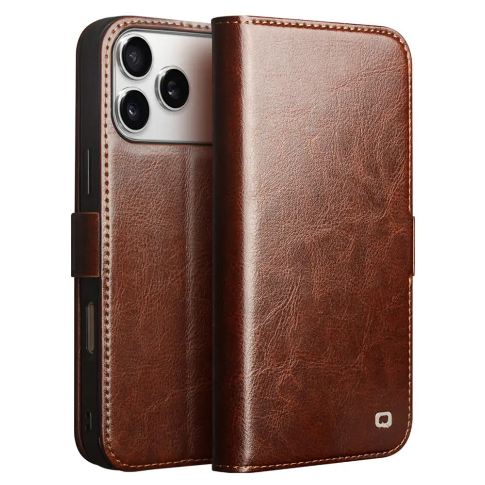 iPhone 17 Pro Leather Wallet Case Brun
