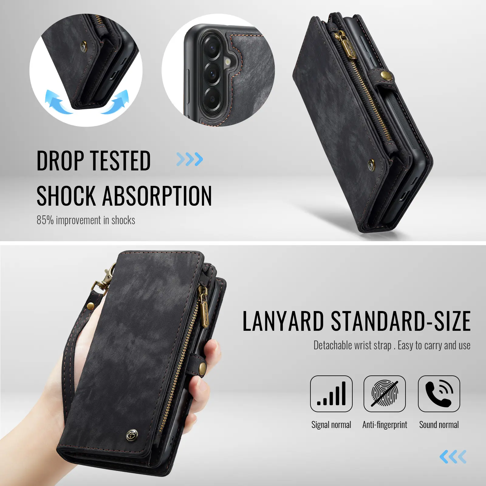 Multi-slot Plånboksfodral Samsung Galaxy A57 Grå