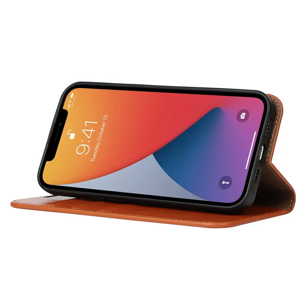 Mobilfodral Äkta Läder iPhone 12/iPhone 12 Pro Brun