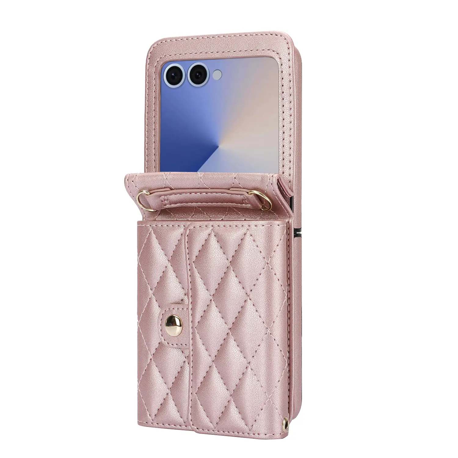 Plånboksväska RFID-skydd Samsung Galaxy Z Flip 8 Quilted Roséguld