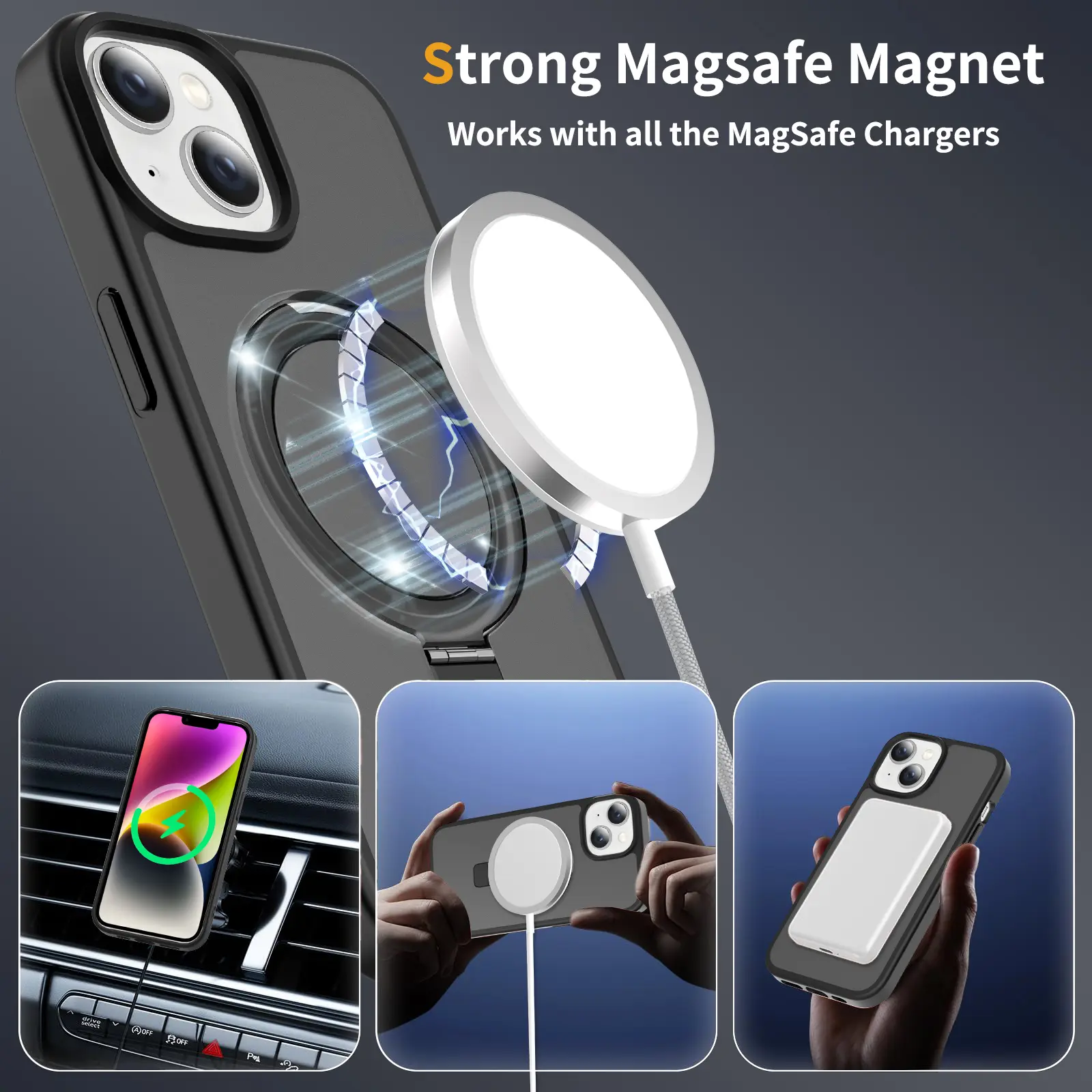 Hybridskal Magnetic Ring iPhone 13 Svart