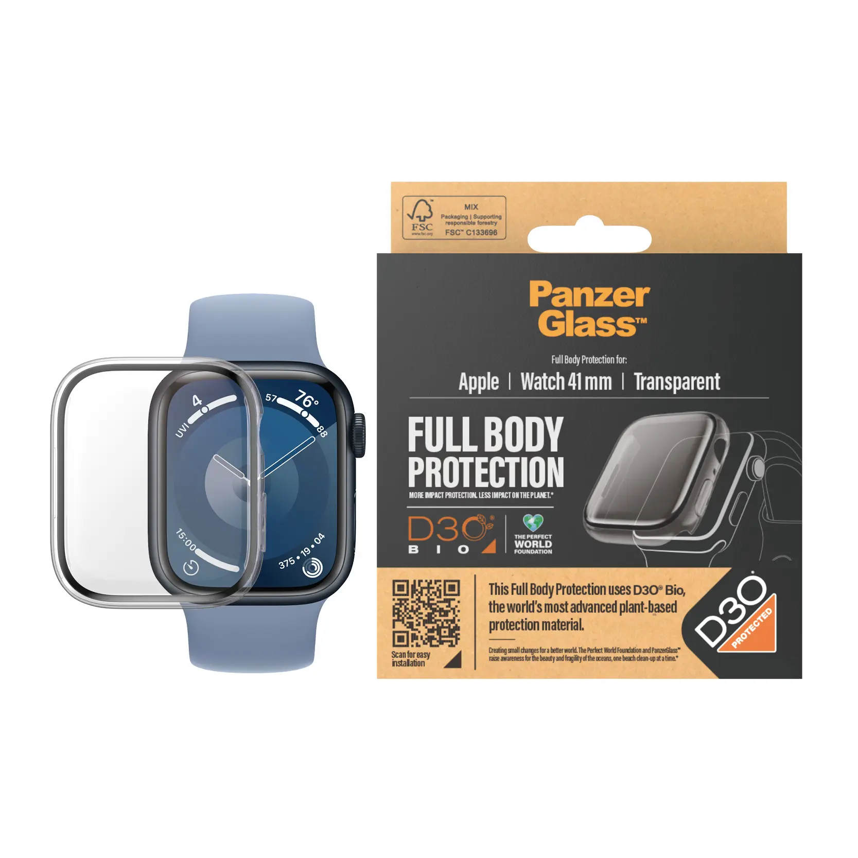 Apple Watch Series 7 41mm Full Body Case D3O Genomskinlig