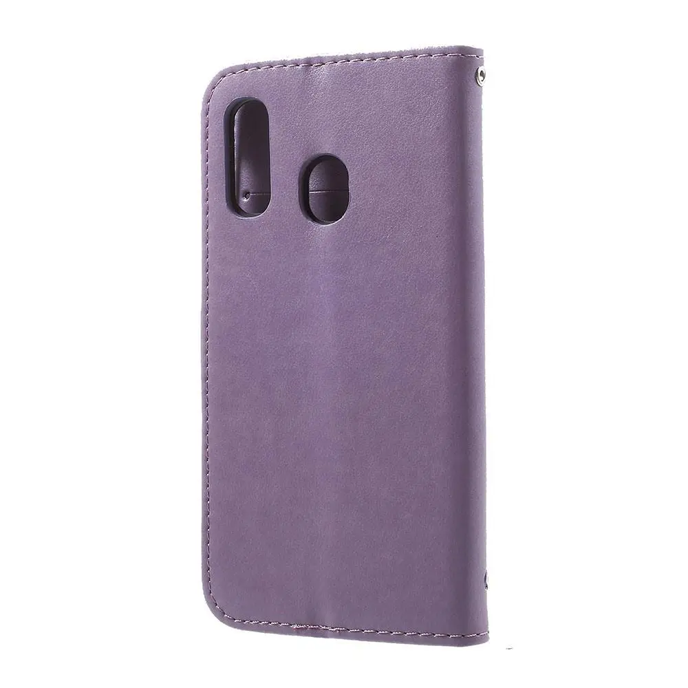 Läderfodral Fjärilar Samsung Galaxy A20e Lila