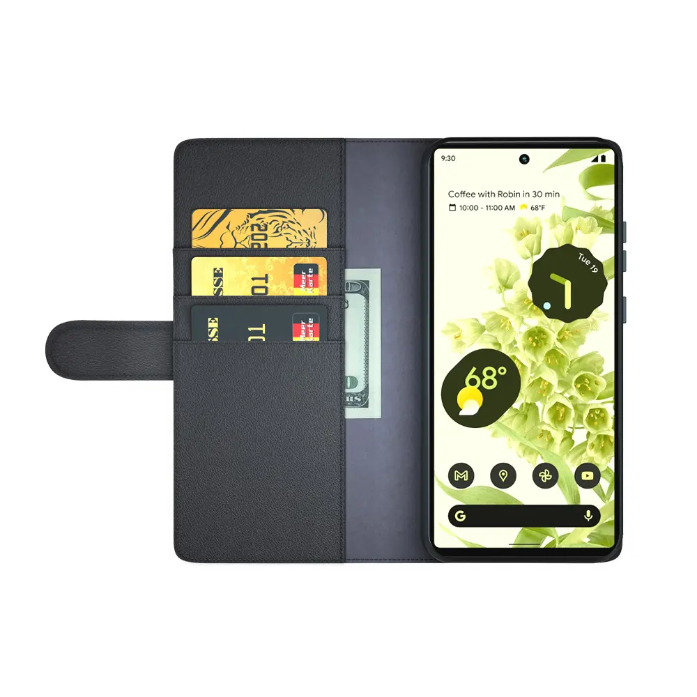 Äkta Läderfodral Google Pixel 6a Svart