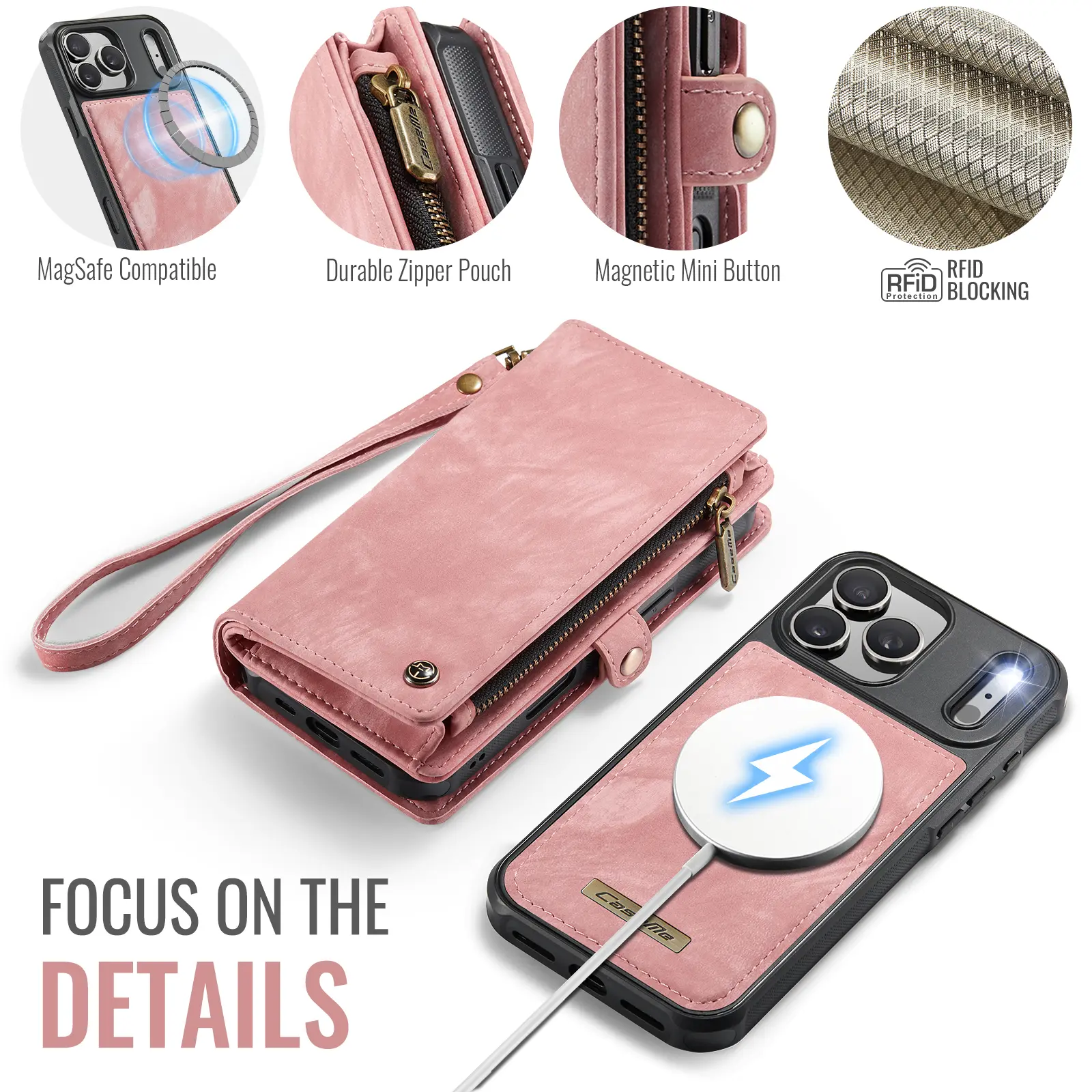 Multi-slot Plånboksfodral iPhone 17 Pro Rosa