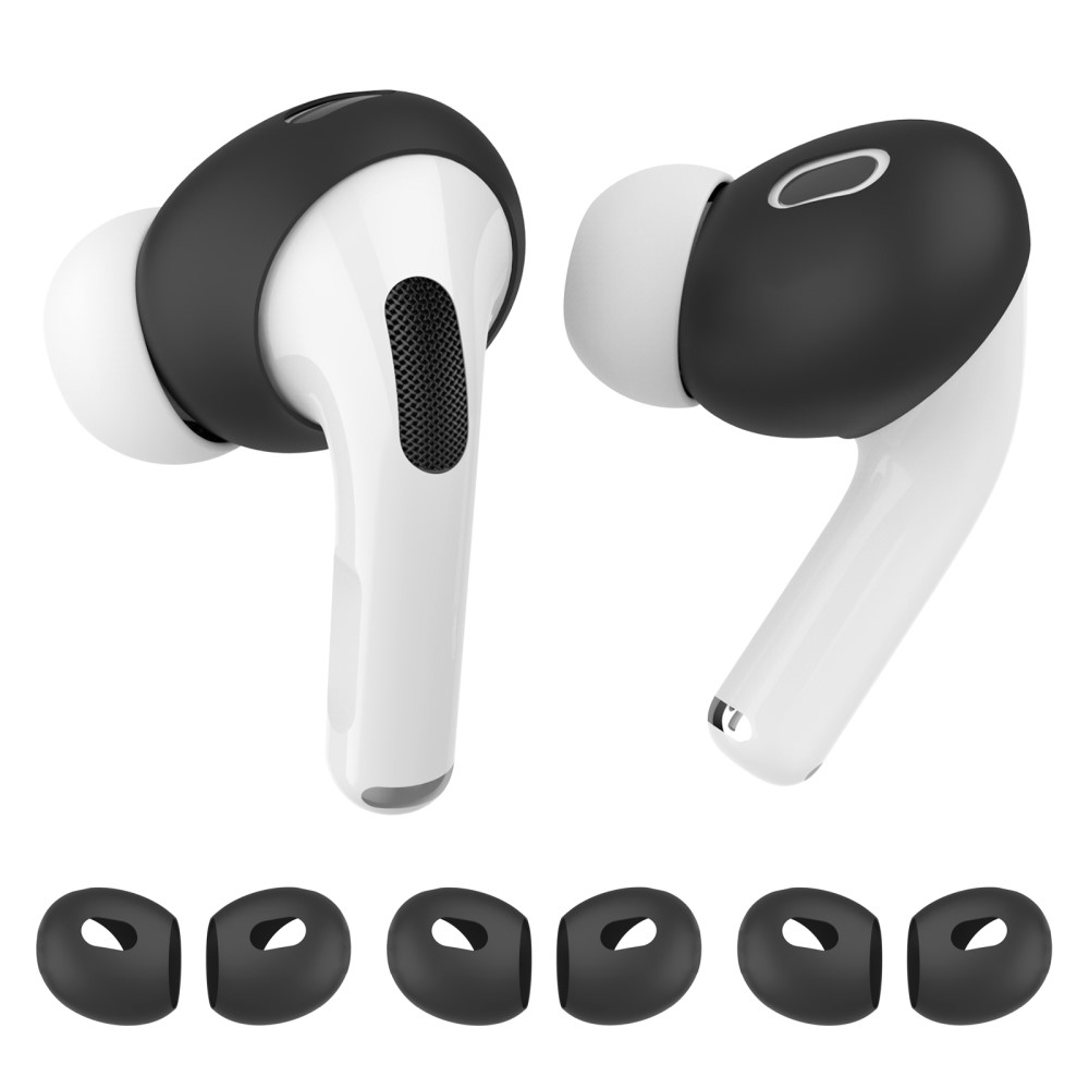 Ahastyle Apple AirPods Pro 2 3-pack øreputer i silikon, Svart
