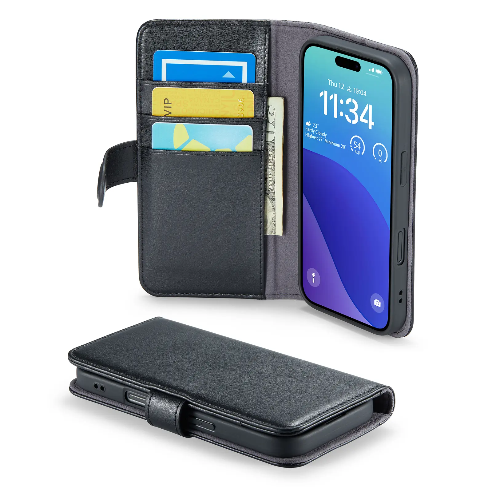 Ægte Læderetui iPhone 16 Pro Sort