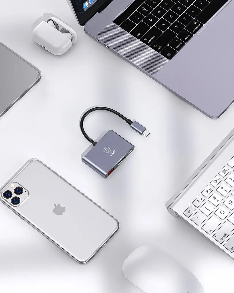 3-i-1 Hubb USB-C till USB-C + USB-A + HDMI 4K 100W