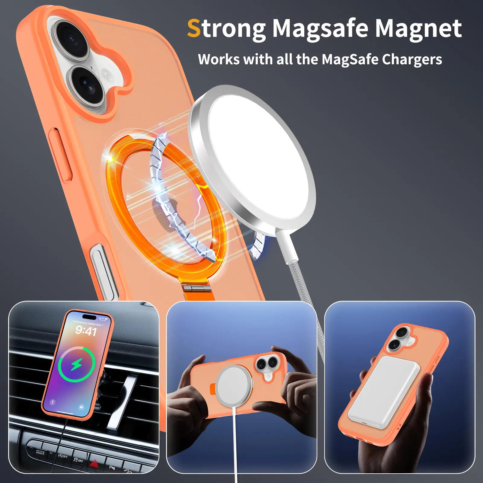 Hybridskal Magnetic Ring iPhone 17 Orange