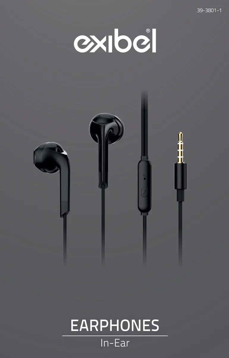 Trådbundna in-ear hörlurar med mikrofon 3.5mm Svart