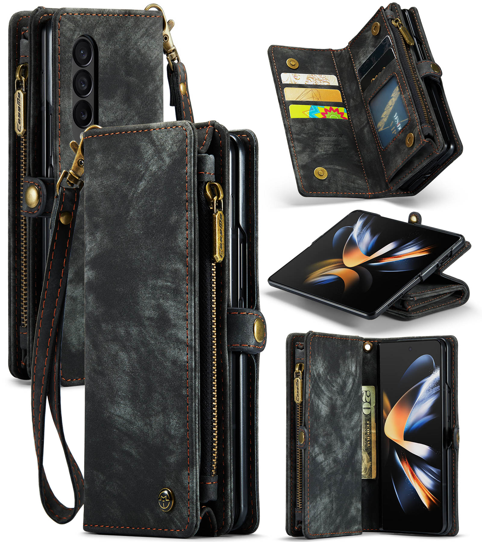 CaseMe Multi-slot Lommeboksetui Samsung Galaxy Z Fold 4 Grå