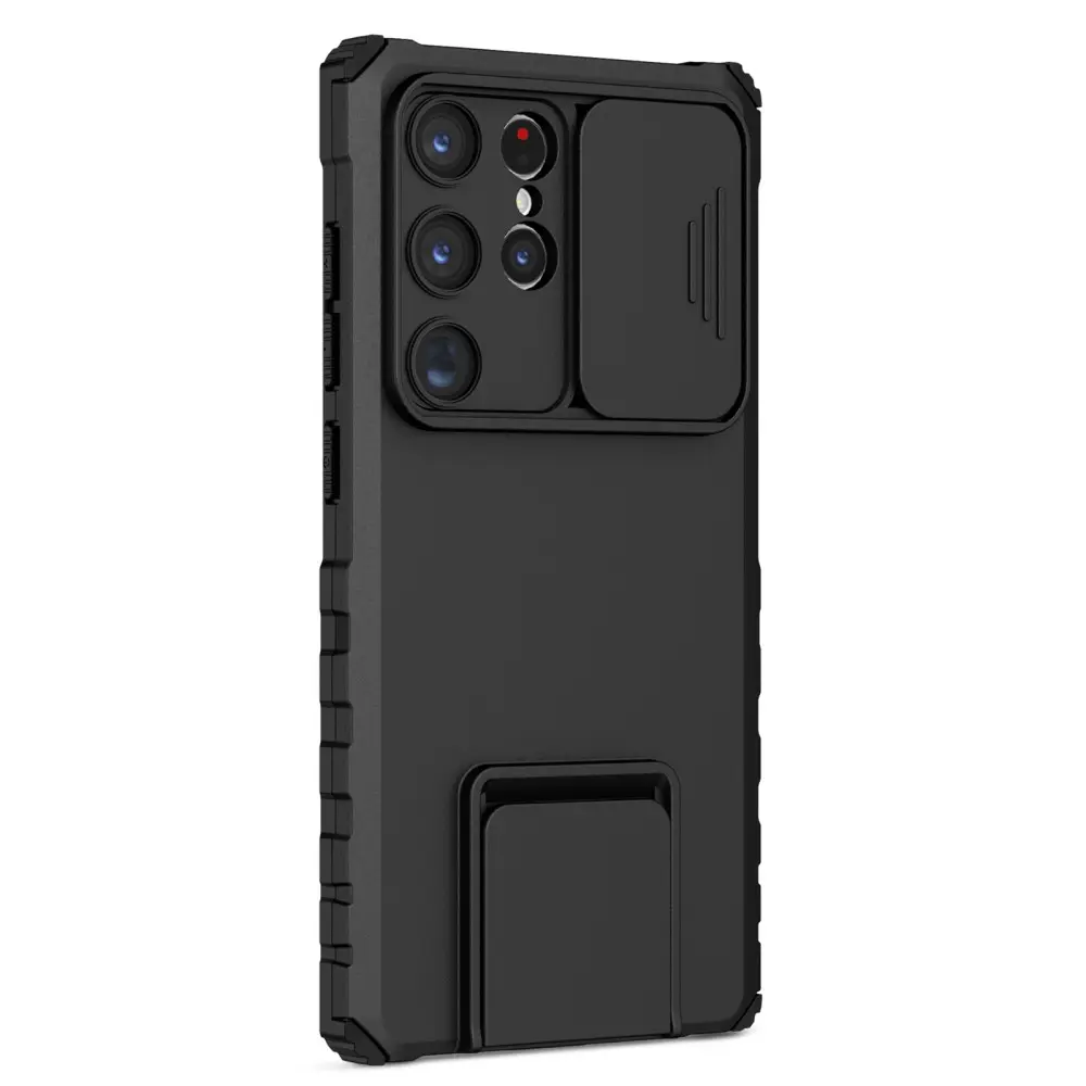 Samsung Galaxy S24 Ultra Kickstand Skal Kameraskydd Svart