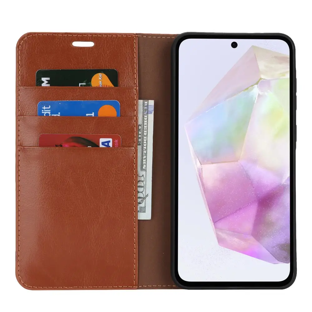 Mobilfodral Äkta Läder Samsung Galaxy A56 Brun