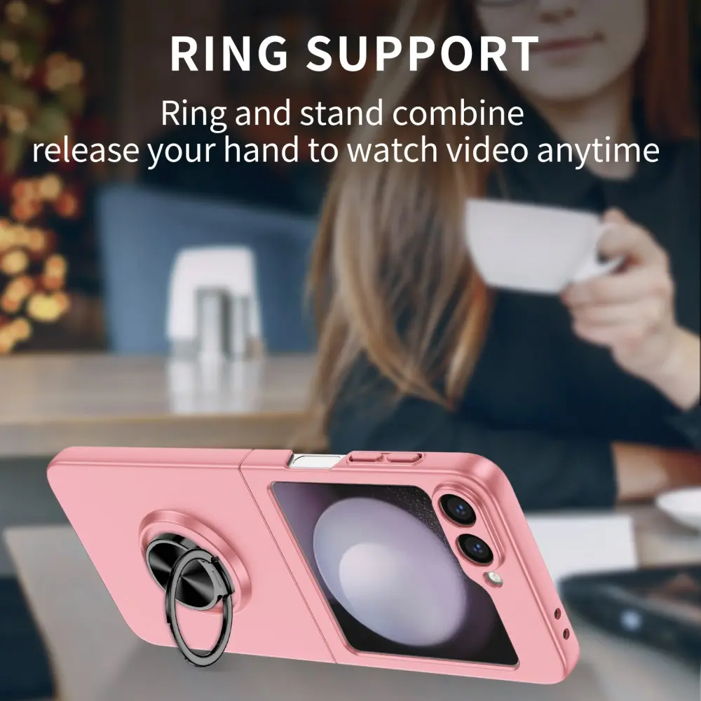 Samsung Galaxy Z Flip 6 skal med magnetisk ringhållare rosa