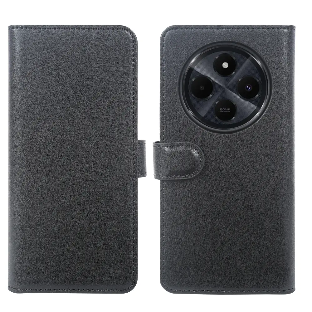 Äkta Läderfodral Xiaomi Redmi 14C Svart