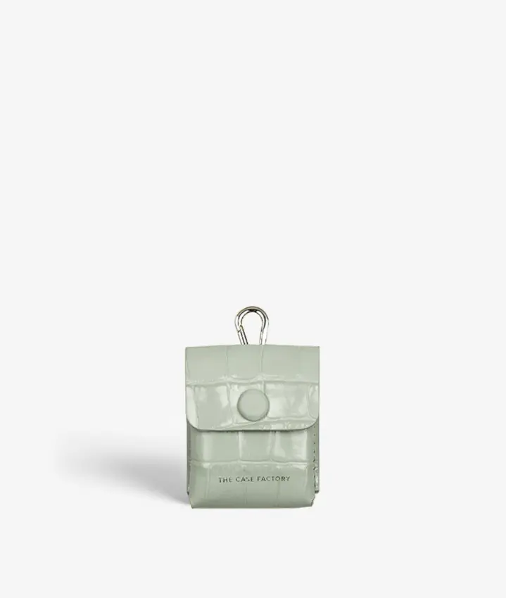 Attachable AirPods Leather Case Croco Pastell Teal