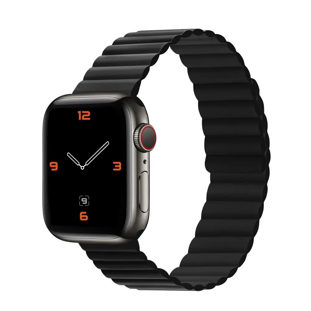 Magnetisk Silikonearmbånd Apple Watch 45mm Series 7 sort